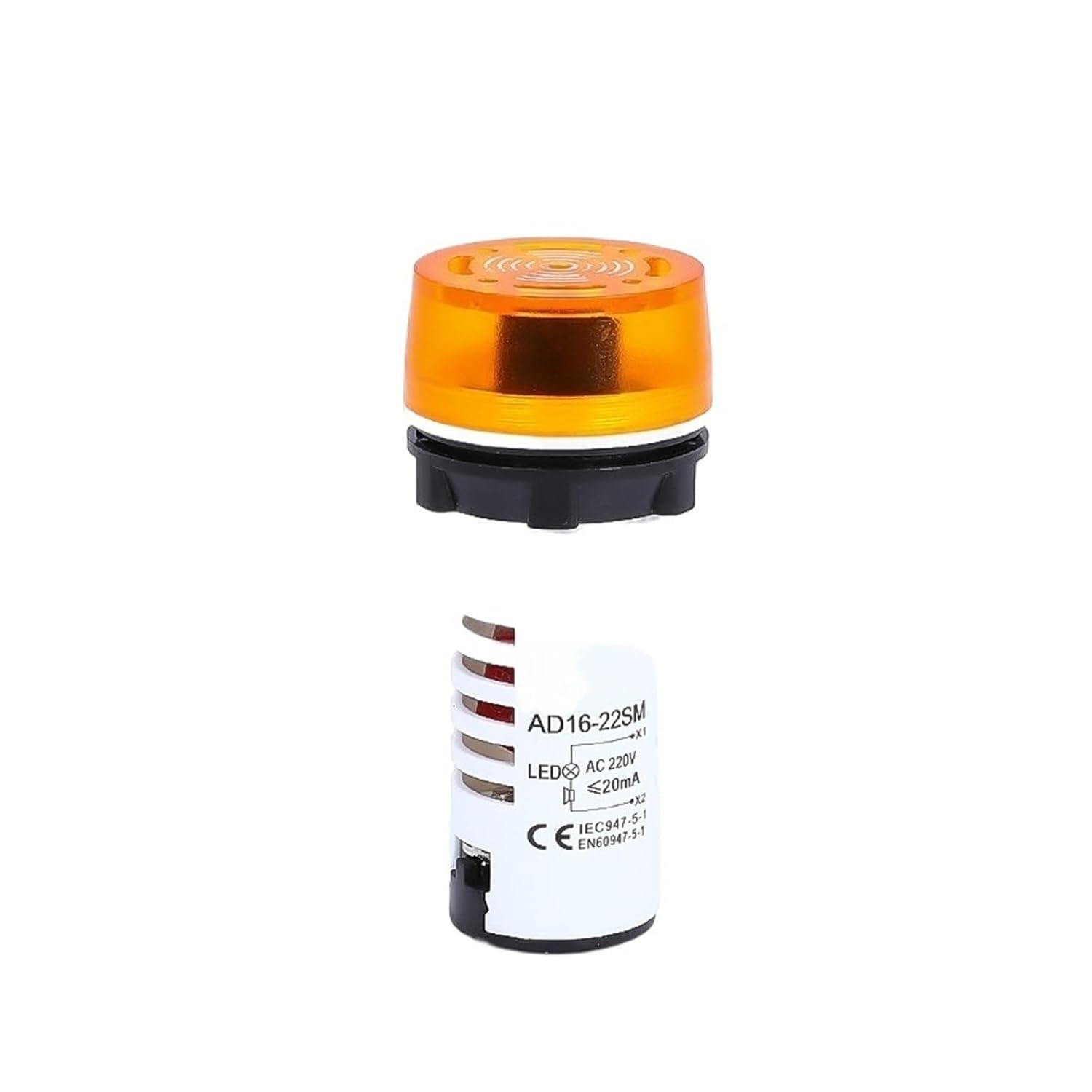 Flash 16 with Light SM380V Sound and Light Alarm Intermittent 220VAD22 AC/DC LED24V12V Buzzer(White Shell Yellow AC220V)