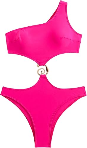 OYOANGLE Women's One Piece Swimsuit Ring Linked Cut Out Bath