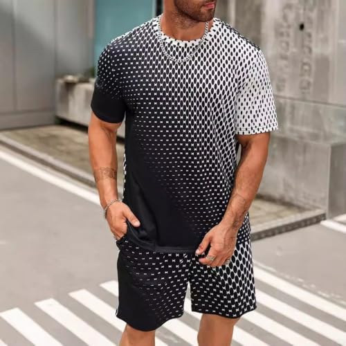 Image of Polyester Men's Printed T-Shirt for Leisure Everyday Use Polyester (Black M