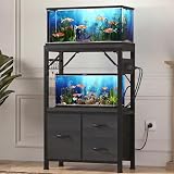 Heybly 5-10Gal Fish Tank Stand with Drawer, Power Outlet,200lbs HAS002SBK-1