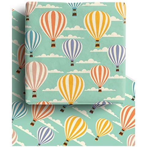 4 Premium Eco Air Balloon Gift Wrap Sheets Cover