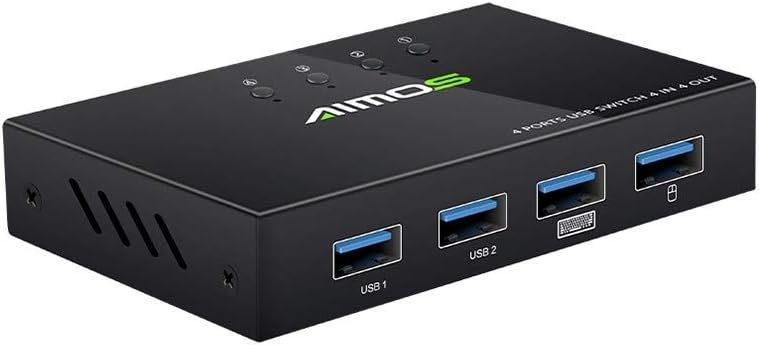AM-404K USB Printer Share Switcher 4 Ports Keyboard Mouse U Disk HDD USB Controller Black