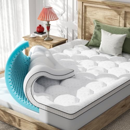 Dual Layer 4 Inch Full Size Mattress Topper, Memory Foam Mattress Topper by Qocismile - Used condition - US$91.99
