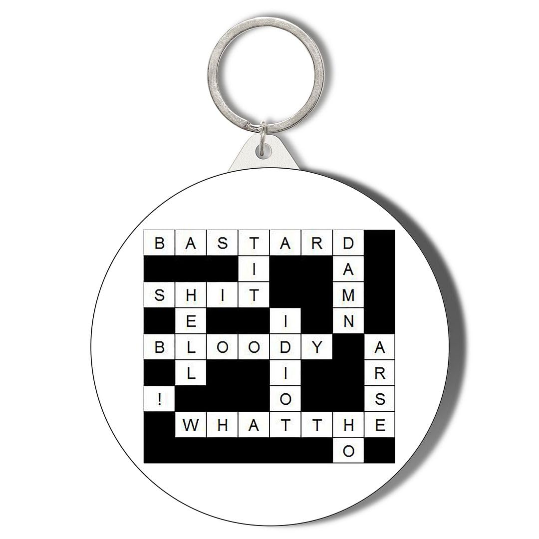 Gift Insanity White Crossword 45Mm Short Chain Mirror Keyring