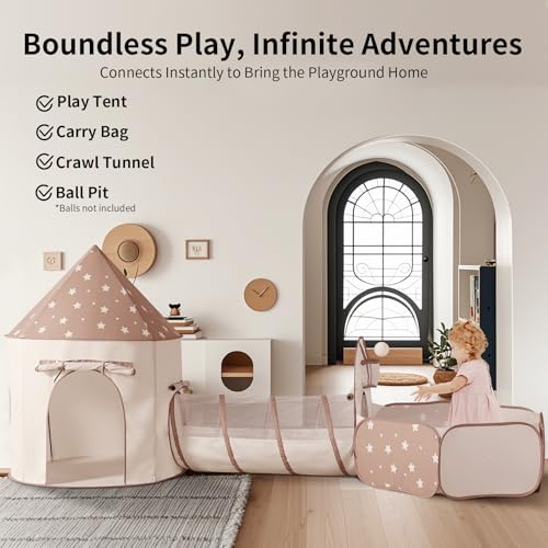 Sumbababy Kids Tent with Crawl Tunnel: Ball Pit Tent for Toddlers - Ball Pit Tunnels for Young Children - Pop Up Baby and Toddler Tent for Indoor & Outdoor - Thumbnail 2