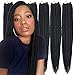 3X Box Braids Crochet Hair(color 1#,24 inch,6 bundles,20 strands) Synthetic Box Braids Crochet Hair Soft Light and Breathable