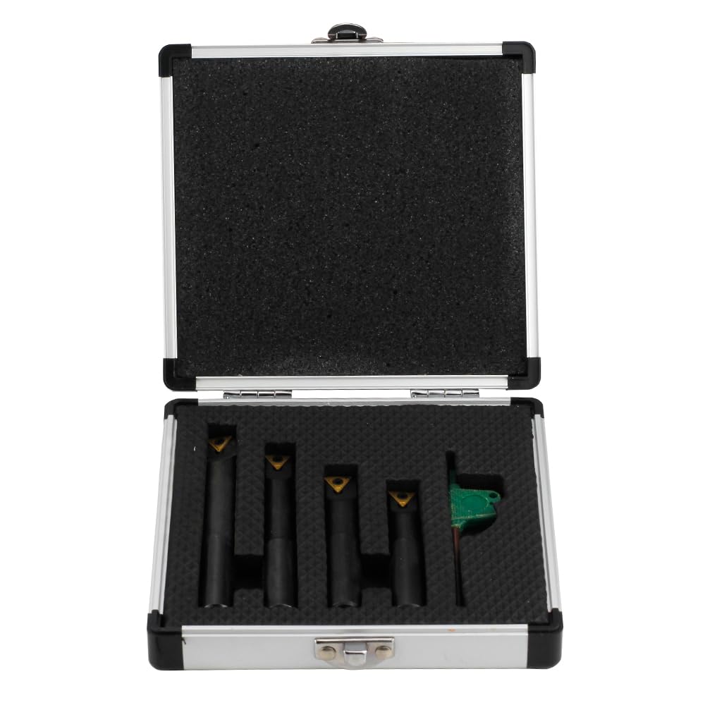 4 Pcs 1/2" Round Shank Indexable Boring Bar Set with TCMT21.51 TCMT110204 Indexable Carbide Inserts, 90 Degree