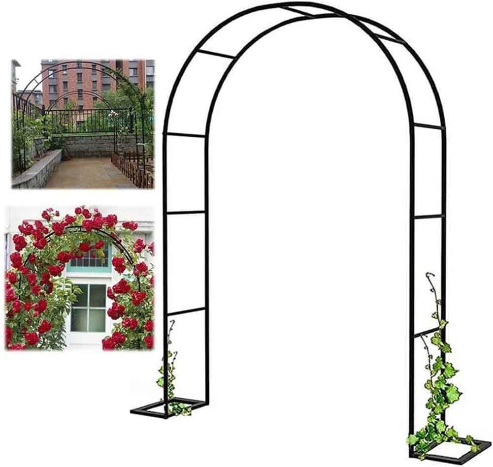 Arche à rosiers en métal blanc 140x230cm pour plante grimpante de jardin