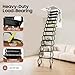 12 Steps Retractable Folding Loft Ladder, Black Ladder Extension Loft Stairs,11.48in Pull Down Wall Telescopic Fold Ladder with Pull Rod 661.39lbs Capacity, Without Noises, Toolbox, Handrails