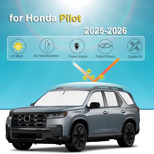 Image of KMF 8pcs Thicken Sun Shades for Honda Pilot 2025 2026 Accessories, Full Car Window Covers for Windshield Side Rear, UV Block and Protect Privacy Blackout for Camping Outdoor
