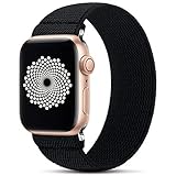 geekspark elastic band compatible for apple watch bands 38mm 40mm 42mm 44mm stretchy loop nylon strap replacement wristband for iwatch series 6 se 5 4 3 2 1 black s m 42mm 44mm 