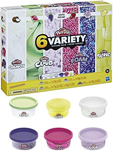 Play-Doh Slime, Crystal Crunch, Super Cloud, and Foam Scented 6 Variety Texture Pack, Tactile Toy for Kids 3 Years and Up, Non-Toxic 3 51ATemGMIRL. AC