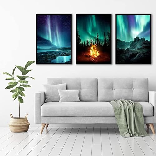 5D Diamond Art Painting,3 Pack Large Mountain Diamond Painting Kits For Adults,Diy Full Drill Crystal Rhinestone Arts And Crafts,Gem Art Aurora Painting With Diamond Home Wall Decor 9.8X13.8 Inch #TOP3