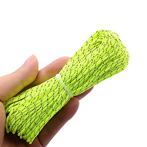 Threebulls 1.8Mm Fluorescent Reflective Guyline Tent Rope Camping Cord Paracord 65 Feet (Green, 20M) #TOP3