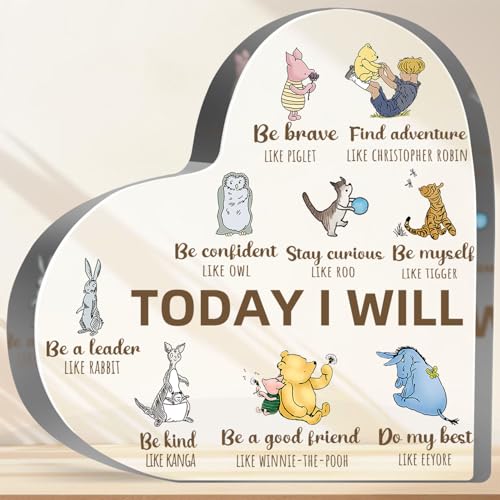 Winnie Inspirational Quotes Gifts, Winnie Motivational Acrylic Heart, Encouragement Gifts for Friend Coworker Teacher Boss, Home Office Nursery Desk Shelf Decorative Sign Plaque