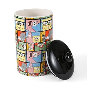 Deco Characters Dog Treat Jar | 10 x 5 Ceramic Dog Treat Jar with Lid, Dishwasher Safe Spongebob Dog Food Storage Cylinder | Spongebob Dog Treat Jar,FF16931 Deco Characters Dog Treat Jar | 10 x 5 Ceramic Dog Treat Jar with Lid, Dishwasher Safe Spongebob Dog Food Storage Cylinder | Spongebob Dog Treat Jar,FF16931