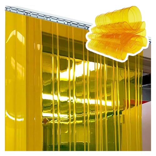 SYFXZZDS Amarillo Cortina de Lamas de PVC, Cortinas Exterior Puerta de Tiras Impermeable Mantener Caliente Cortina de Tiras de PVC para Almacén, Salas Blancas, Personalizado(135x300cm/53.15x118.11in)