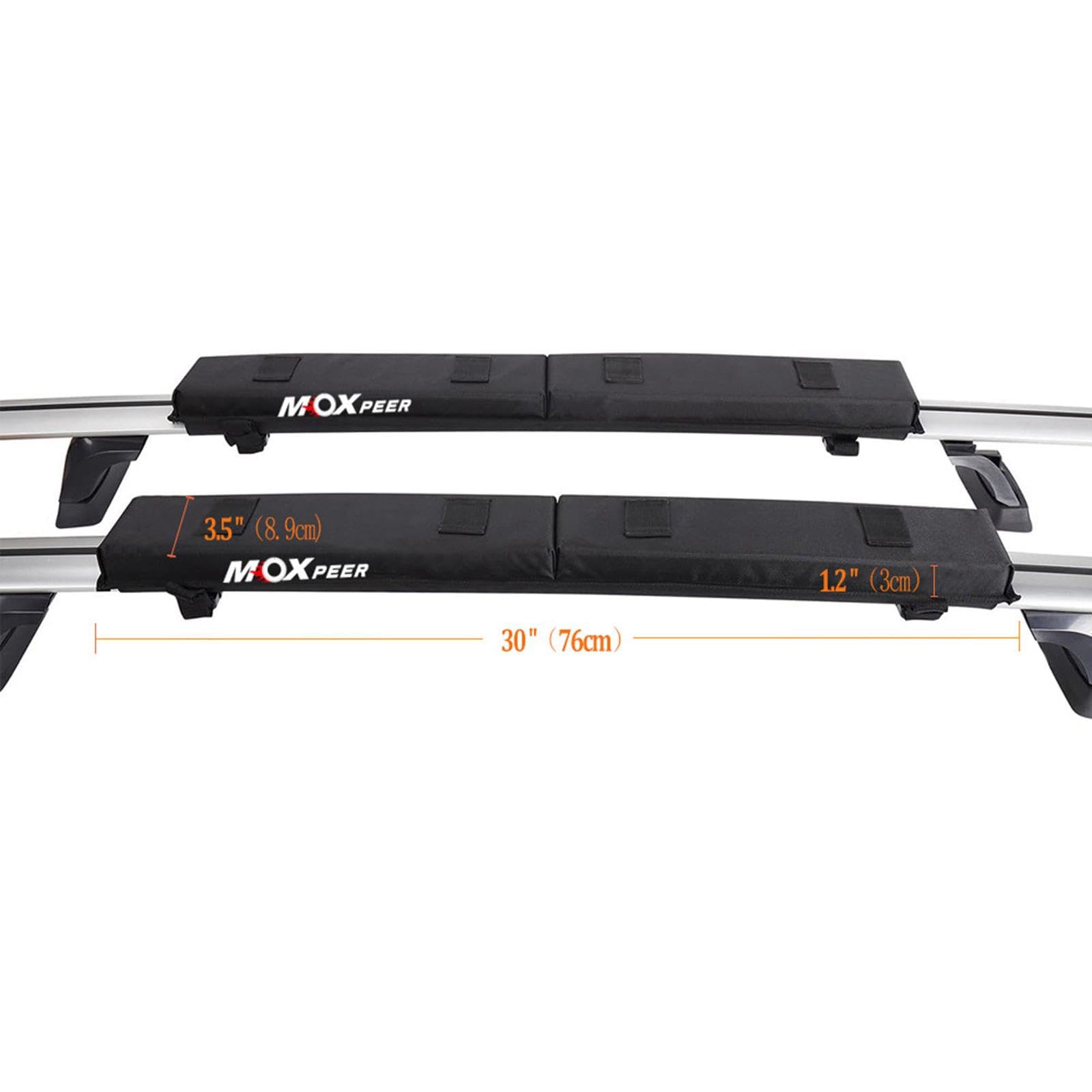 RNXRZANK Car Soft Roof Rack Pads Set 2 Quick Loop Straps Portable Crossbar Pads