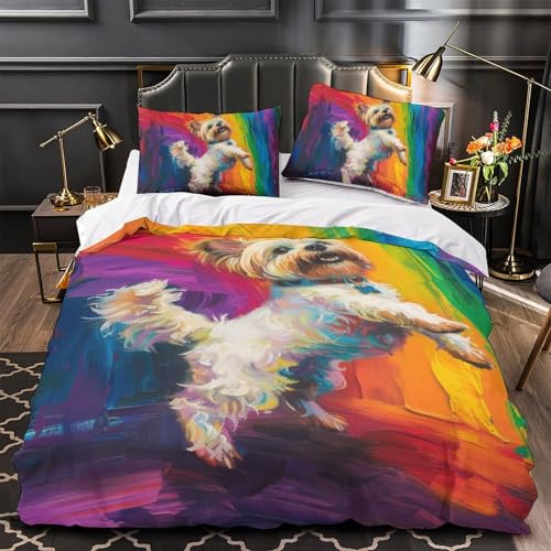 Linge de lit Yorkshire Terrier 3 pièces housse de couette single 140x200 microfibre - 4