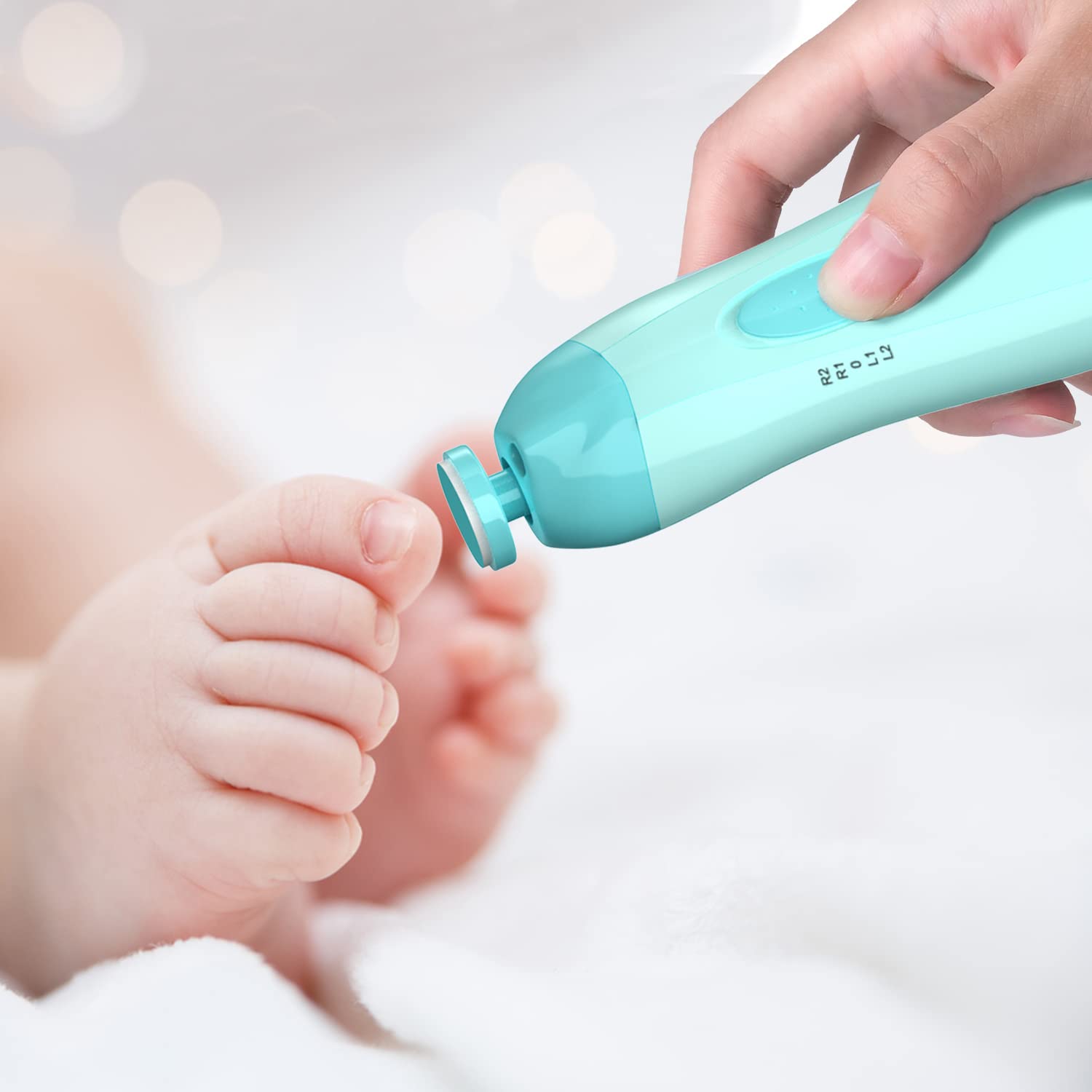 Tagliaunghie Neonato, Megainvo Tagliaunghie Bambini Set Tagliaunghie Elettrico Lima Unghie per Bambini 10 in 1 con LED Light per Neonati e Adulti (senza batteria)