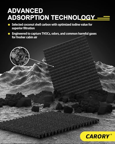 Image of CARORY Cabin Air Filter w /Activated Carbon for Honda Civic (2001-2005), CR-V (2002-2006), Element (2003-2011), Acura RSX (2002-2006), EL, OE# 80292-S5A-003, 80292-S5D-406, CF10135,XC15439, CF135