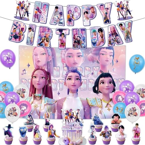 Decoraciones de cumpleaños para fans, kit de decoración de fiesta con pancarta de...
