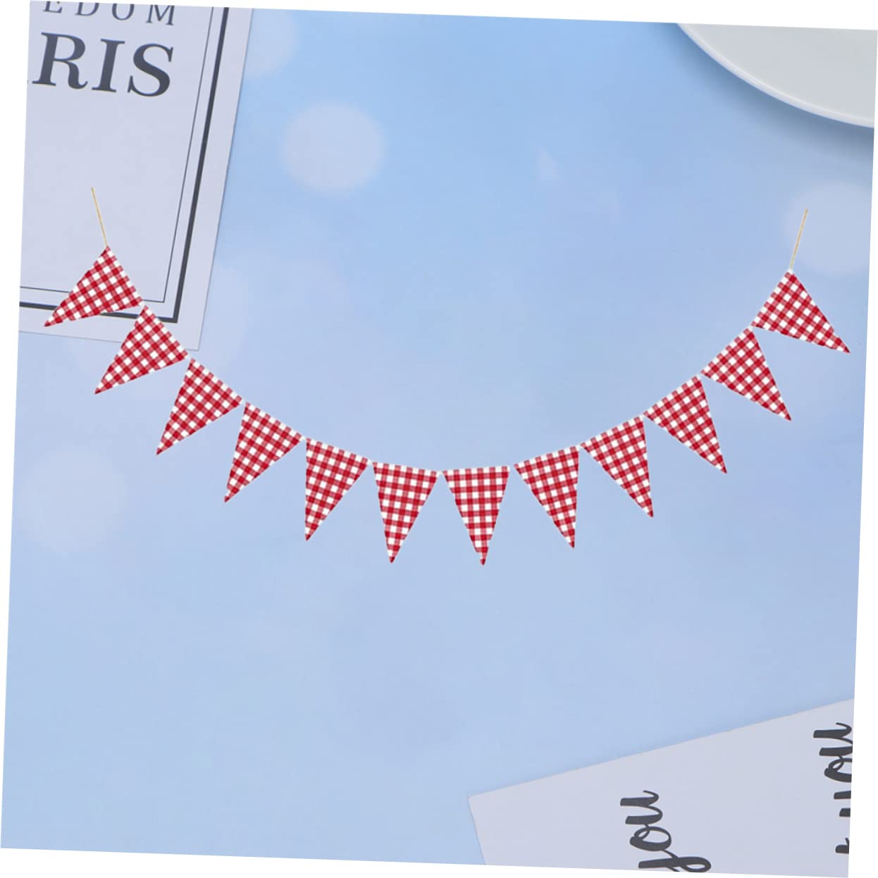Yardwe 3piezas Banderín Decorativo De Cuadros Rojos y Para Fiestas Cumpleaños y Decoraciones Navideñas