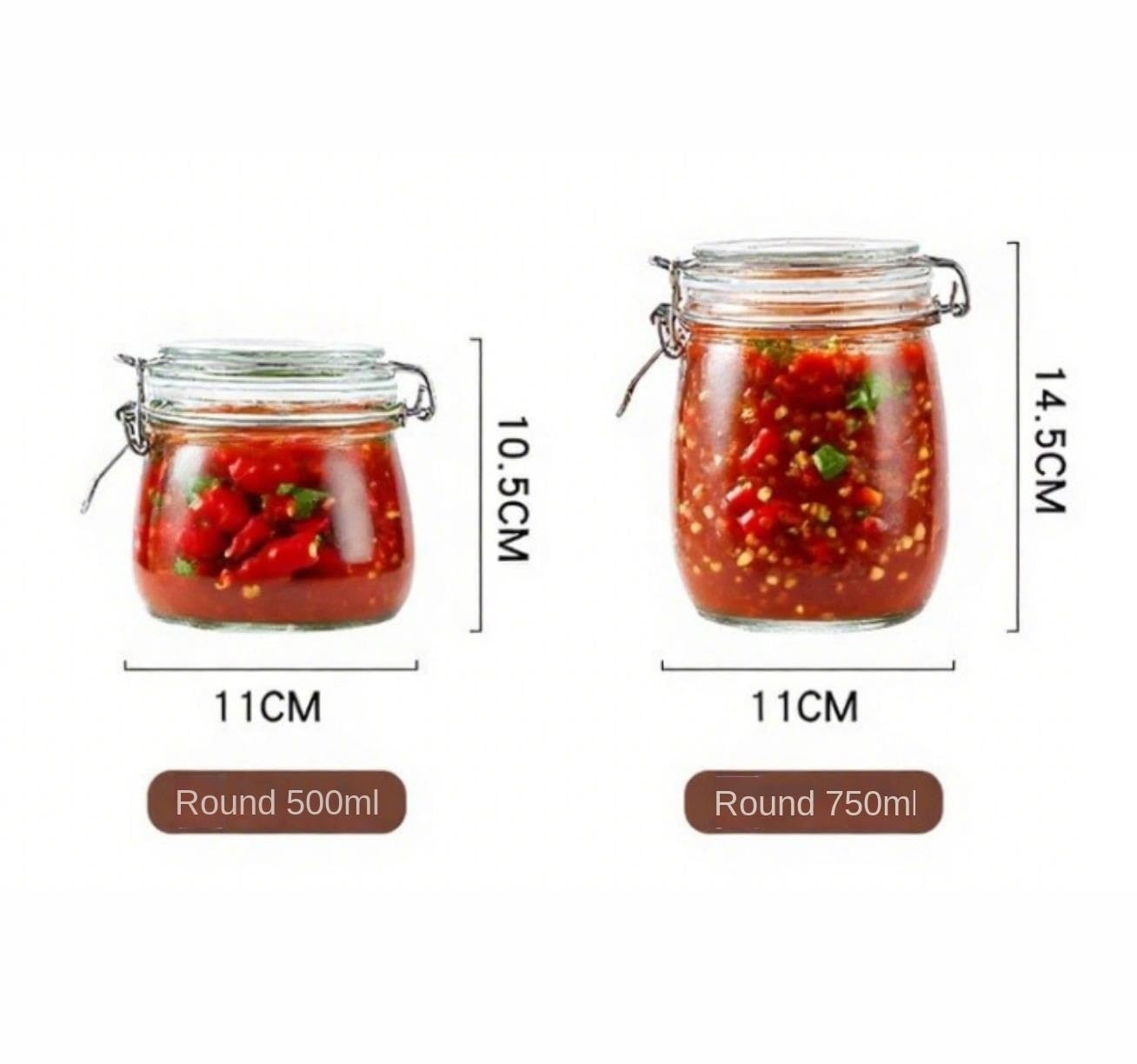 Recipientes Cocina Juego De 2 Tarros Cristal con Tapa Hermética For Almacenar Café Almacenamiento De Alimentos(500ml)