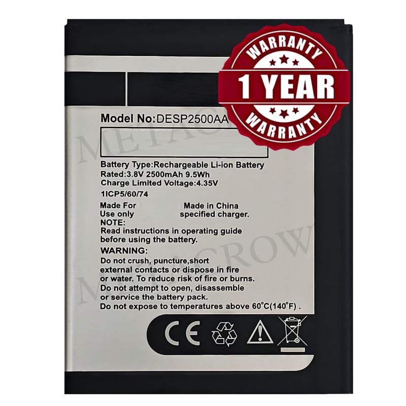 Image of Original DESP2500AA Battery Compatible for Panasonic P55 Novo - (2500mAh) - 1 Year Warranty JK1