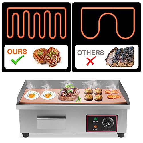 Pnkkodw 1058-3000W Commercial Griddle,22 Inchx14 Inch Electric Griddles Grill,Commercial Flat Top Griddle Countertop Griddle Hot Plate Kitchen Stainless Steel Restaurant Grill thumb #4