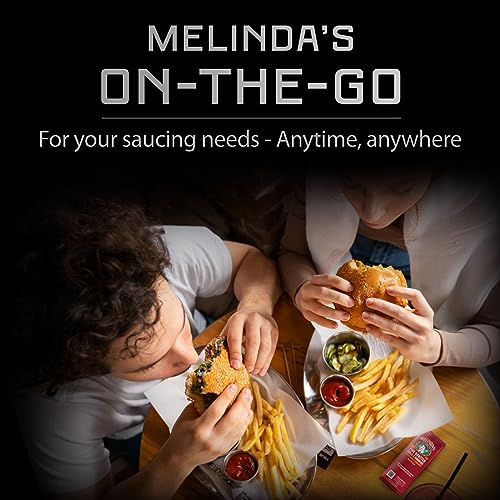 Image of Melinda's Fire Roasted Garlic & Habanero Hot Sauce Packets - 200 Count (.42 Oz Each) - Hot Sauce Packets Single Serve for Travel, Party, Business - Convenient Individual Condiment Packets in 8 Flavors