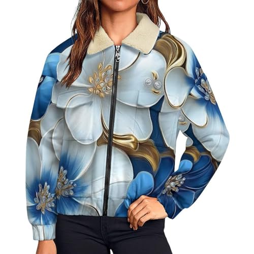 Manteau grande taille femme polaire douce et chaude à motif floral 3D