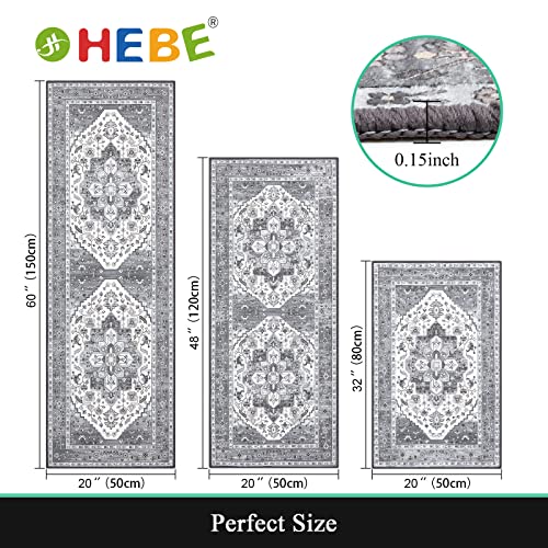 Hebe Farmhouse Kitchen Rug Sets 3 Piece With Runner Non Slip Kitchen Rugs And Mats Washable Kitchen Mats For Floor Boho Area Rugs Doormat Carpet For Hallway Entryway Laundry Living Room #TOP2