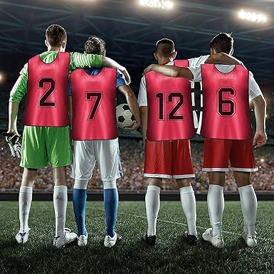 OGMBI 12er Set Rot Leibchen Fussball Herren mit Nummern, 70 x 47 cm Trainingsleibchen für Erwachsene, Team-Spiel Bibs, Nummerierte Trainingswesten für Sport Football Basketball Handball Volleyball