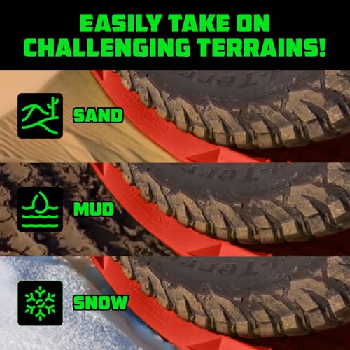 Image of Rhino USA Off-Road Traction Boards (2-Pack) - Sand, Mud & Snow (Red)