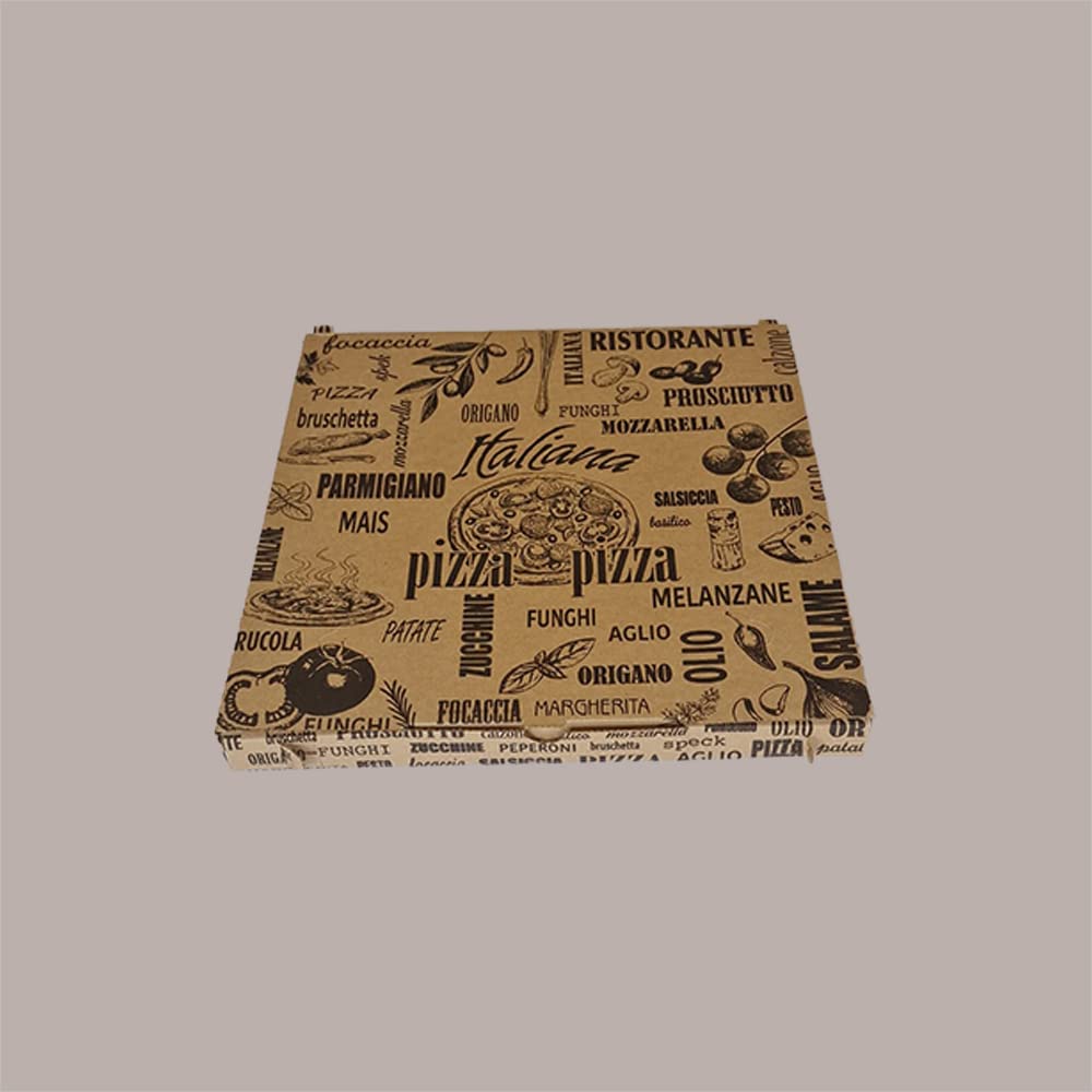 Lucgel Boîtes à pizza à emporter, 33 x 33 x 3 cm, carton Havane naturel, style vintage, lot de 100 pièces