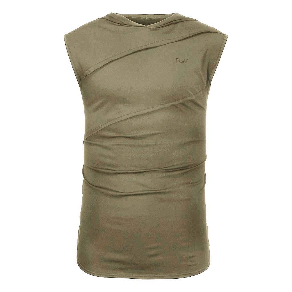 Splicing Contrast Hood Striped Patchwork Jacket Vest Men Sleeveless Men Blouse Camouflage Shirt Men