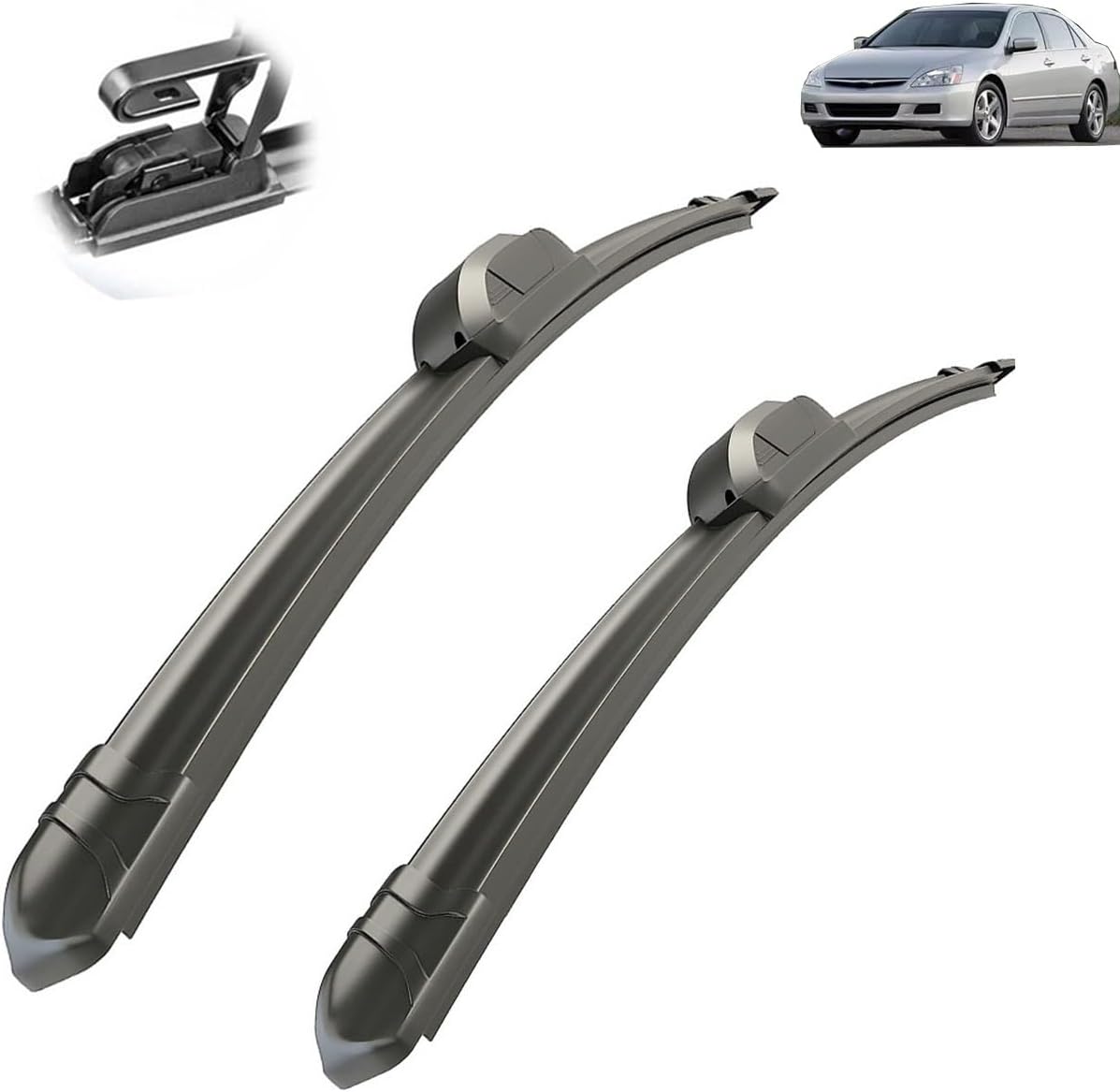 Car Wiper Compatible with Honda Accord 2003-2007 Front Wiper Blades Soft Rubber Windscreen Wipers Auto Windshield 26"+16" 650mm + 400mm (Color : 4 wipers)