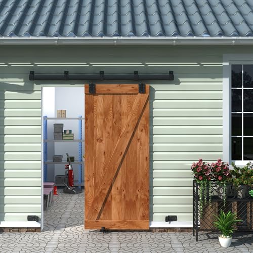 WEWORTH 6FT Black Box Rail Exterior Sliding Barn Door Hardware Track Kit, Heavy Duty Barn Door Track...