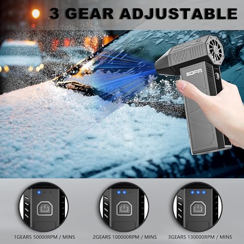 Image of SDFM Compressed Air Duster - 3-Gear Adjustable Rechargeable Air Duster | Super Power Cordless Air Duster with Brushless Motor - for Keyboard, PC, Car, Air Bed, and Home Cleaning