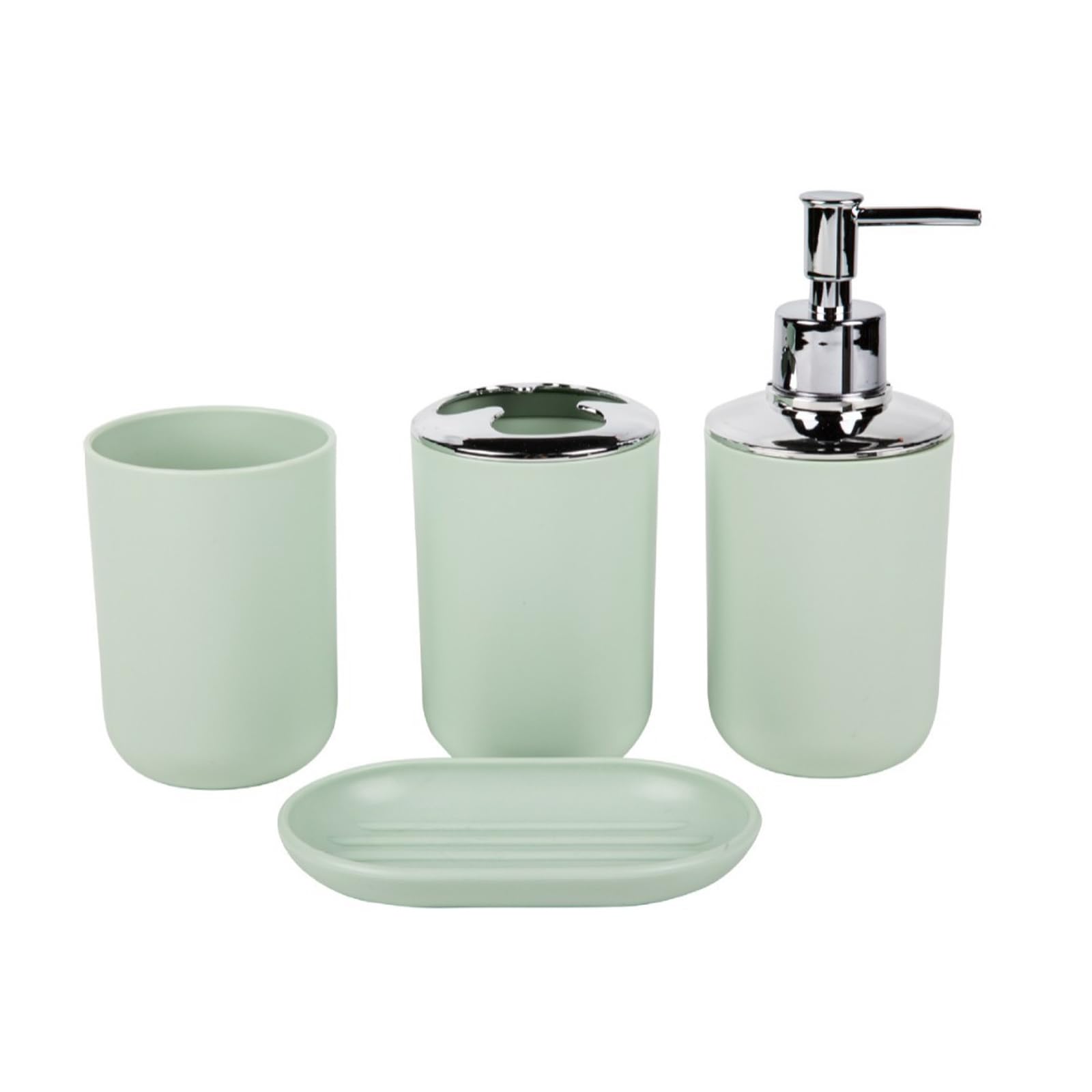 Beimus Bathroom Accessories Set 4Pcs Soap, Toothbrush Holder, Tray for Countertop Decoration Bathroom Countertop Storage Tray