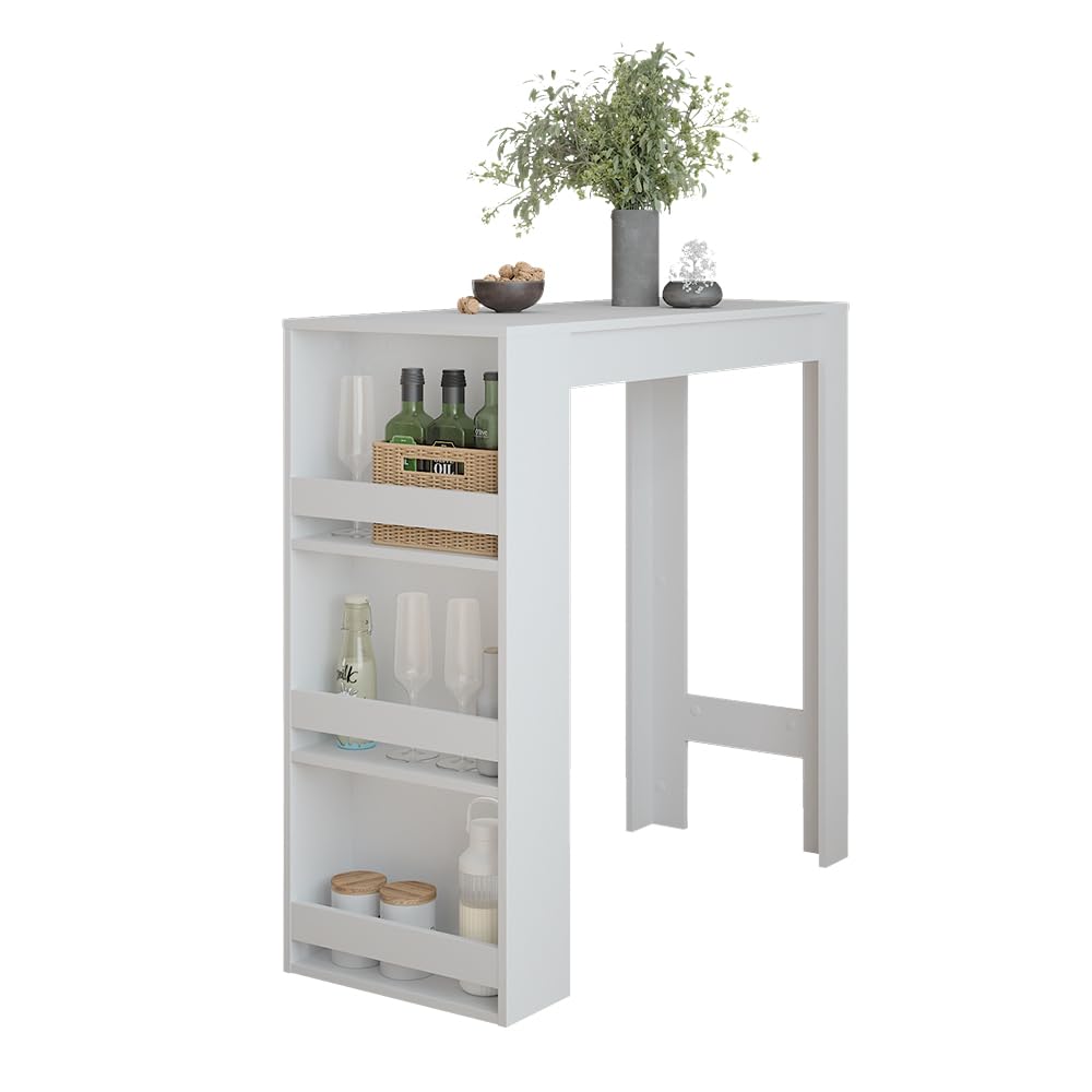 Vicco Tavolo da bar Repose, Bianco, 45 x 110 cm | con vani portaoggetti per la conservazione di utensili da cucina