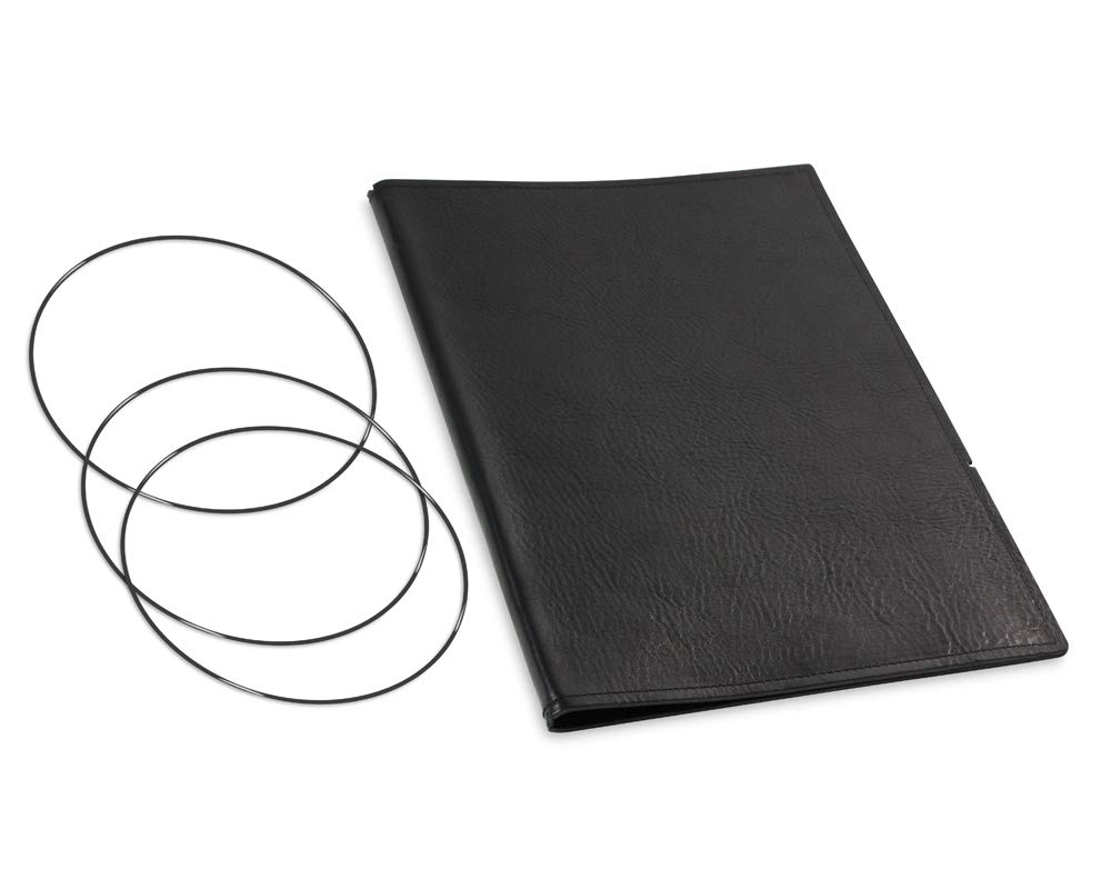 A4+, revolutionäres, nachhaltiges X17-Konzept für Notizbuch, Personal Organizer und Terminplaner/Hülle für 2 Hefte! Belgisches Leder schwarz, Made in Germany, 17 Jahre Garantie*