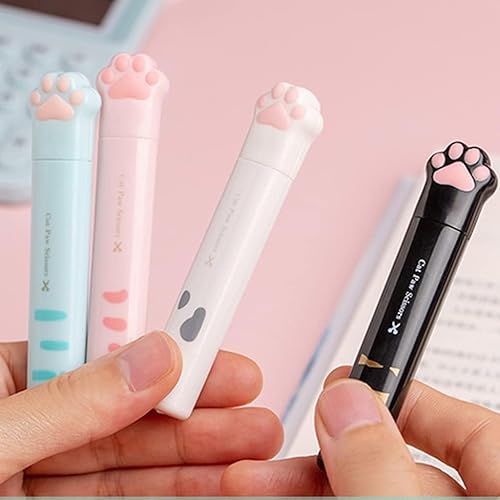 Miniatura 2 de Tijeras portátiles multifuncionales azules para coser, diseño de patas de gatos encantadores para manualidades, proyectos de manualidades