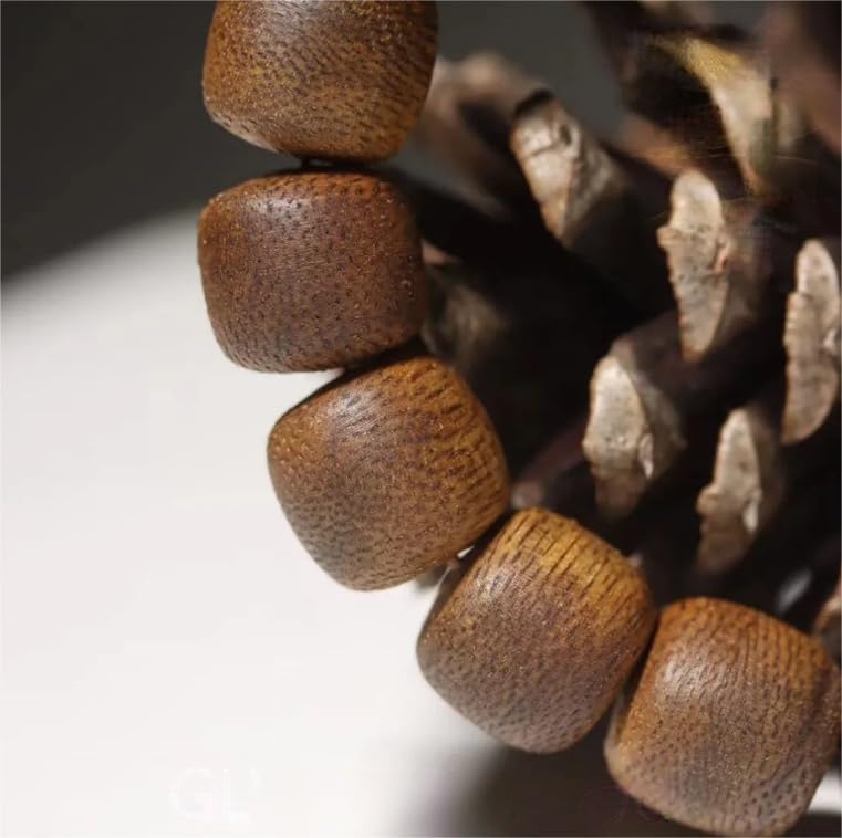 WZGWDC Pulseras de Madera de agar de 12 mm, oración Budista, Cuentas de Madera de agar Mala