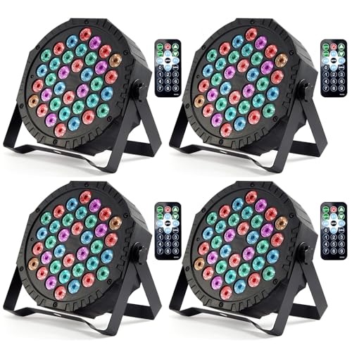 Eyourlife 4 piezas led por Strahler 36 led 72W Discolicht Party Light RVB DMX512 con control remoto luz de escena 7 modos de luz DJ para Party Bar Stage Feste Show