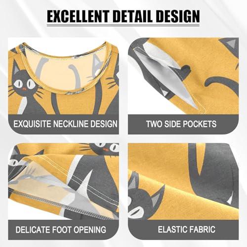 Cartoon Cat Kids Pjs Set Boys Girls Summer Short-Sleeve Sleepwear Pajamas 2PCS4