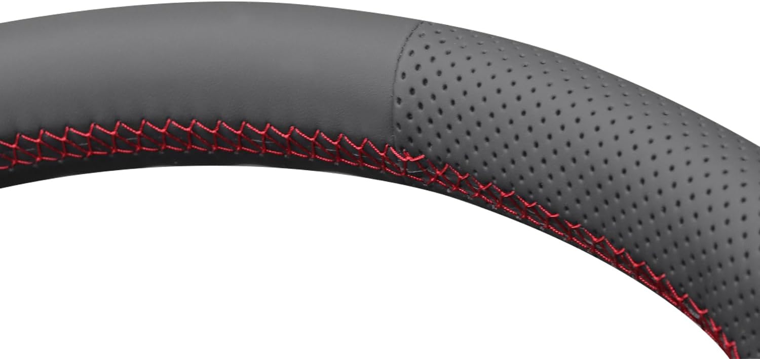 MEWANT Steering Wheel Cover for Jeep Wrangler (JK) 2007-2010 Hand-Stitched Leather Steering Wheel Wrap