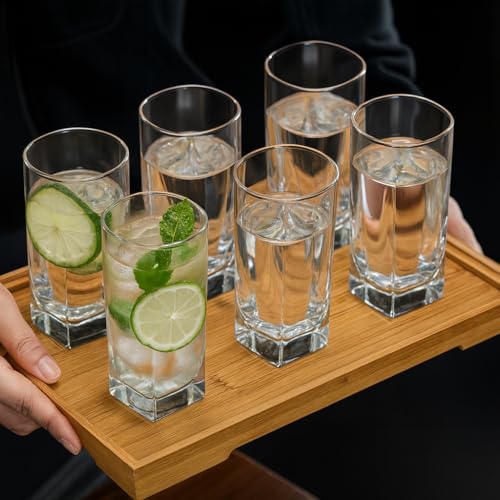 Image of 6-Piece Water & Juice Glass Set - 285 ml Clear Glass Tumblers for Water, Juice, Cold Drinks - Elegant & Durable Drinking Glassware for Home, Party, Kitchen & Everyday Use M