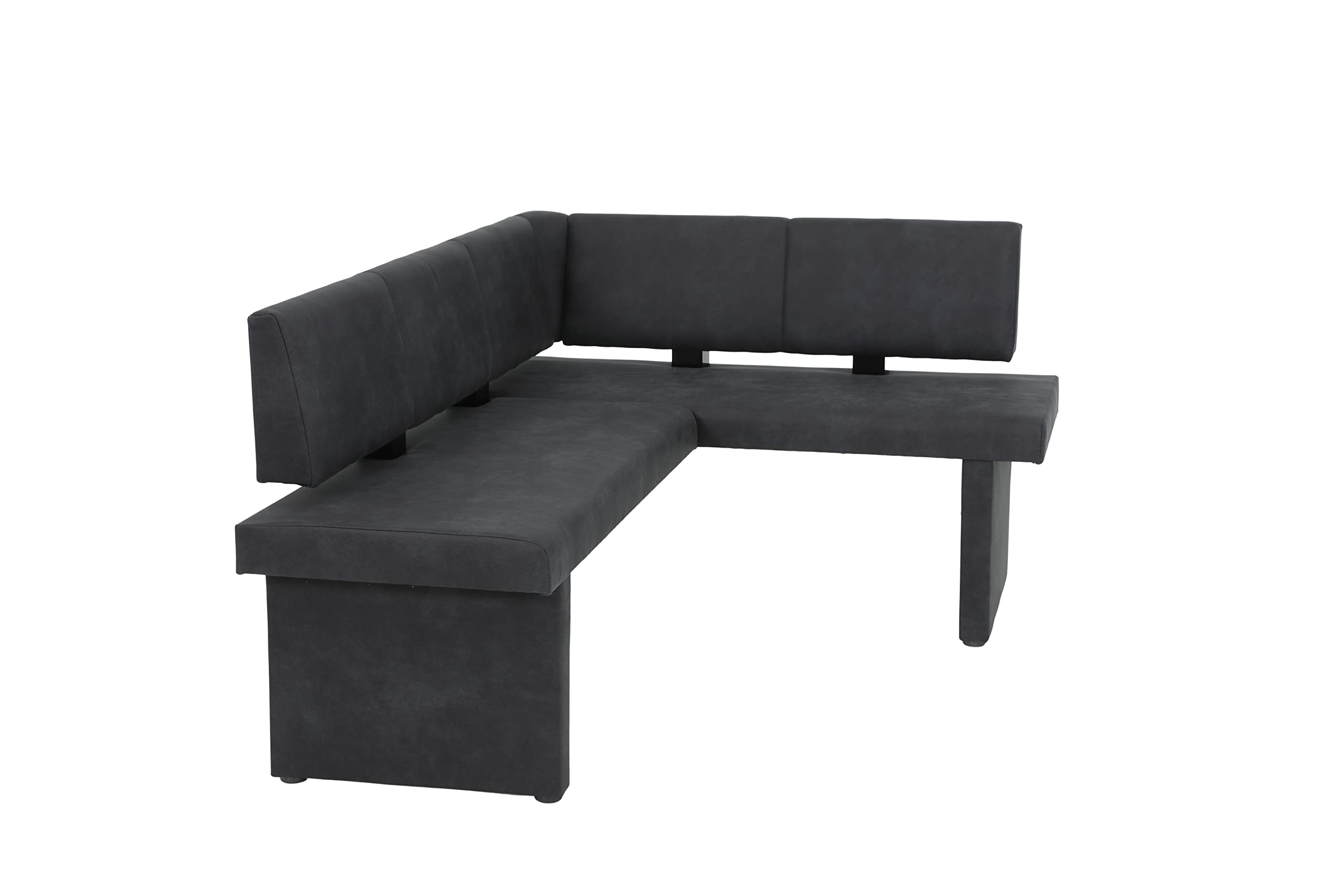 Hela Pia Banco esquinero de Comedor, Estructura de Madera con tapizado de Tela, Microfibra Antracita, Montaje a Derecha-Izquierda, 168 x 128 x 86 cm
